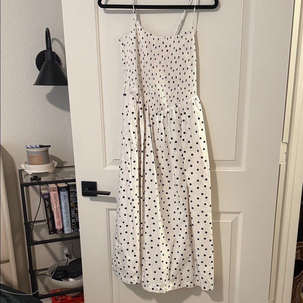 Abercrombie & Fitch White Polka Dot Midi Dress